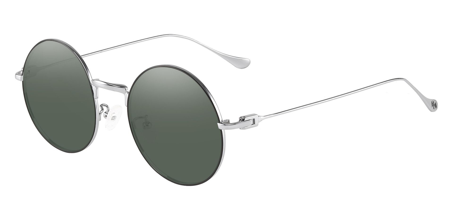 Cayenne Round Prescription Sunglasses - Black Frame With Green Lenses