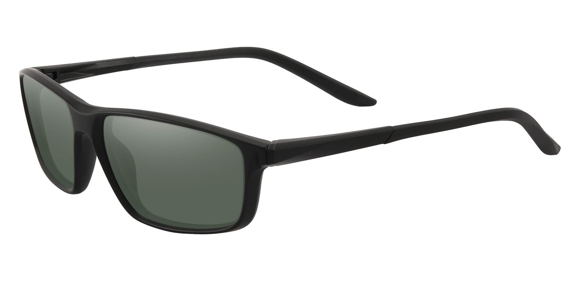 Mark Rectangle Prescription Sunglasses - Black Frame With Green Lenses