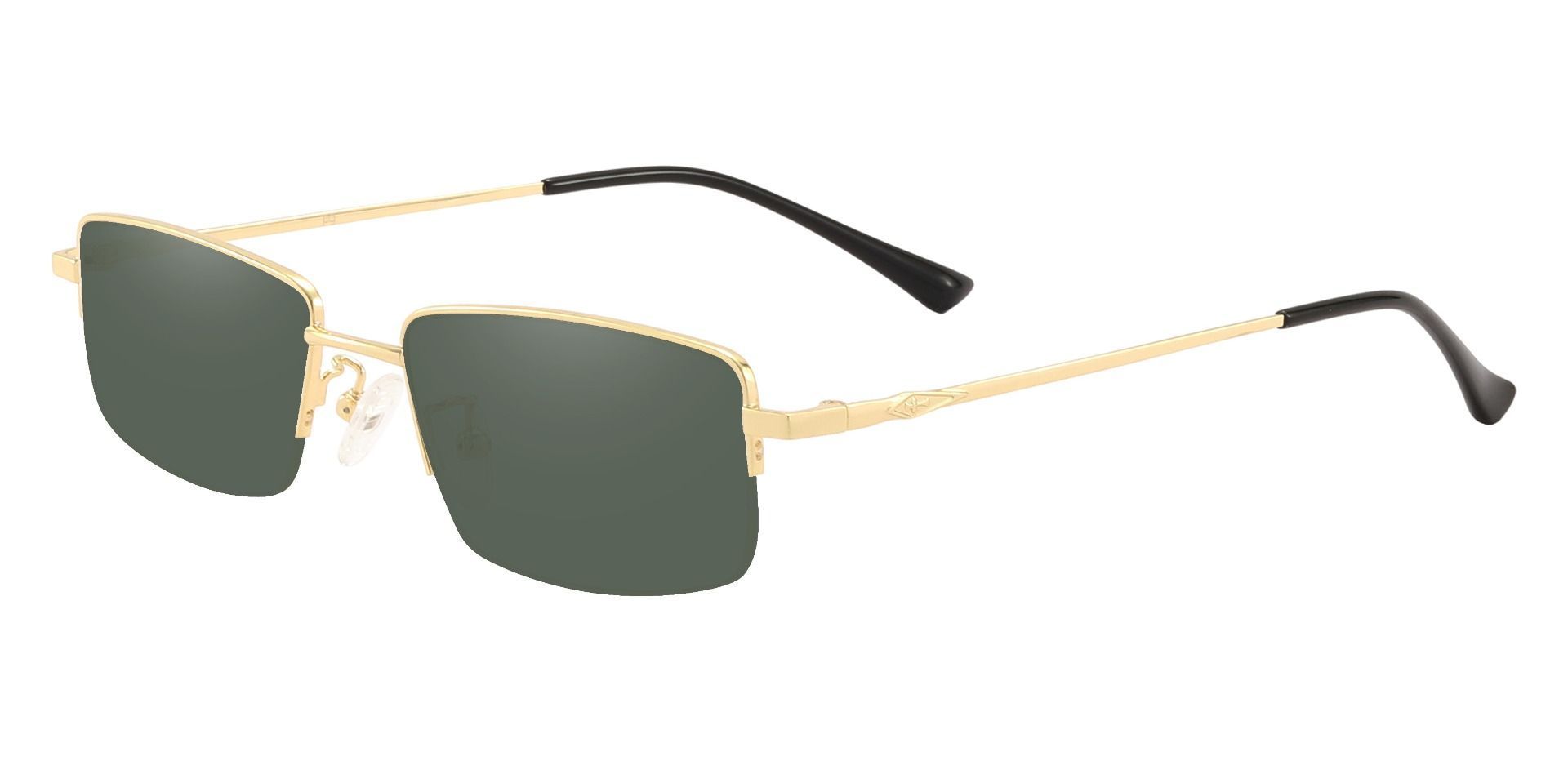 Waldo Rectangle Lined Bifocal Sunglasses - Gold Frame With Green Lenses
