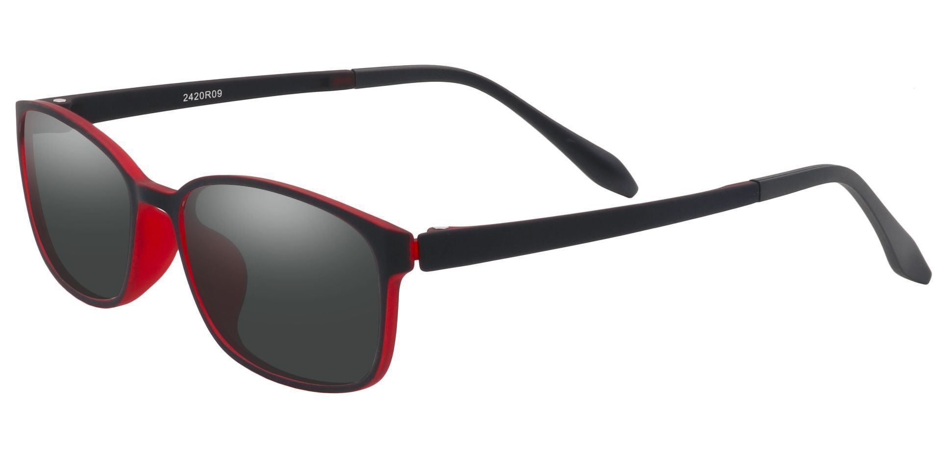 Merlot Rectangle Prescription Sunglasses - Red Frame With Gray Lenses