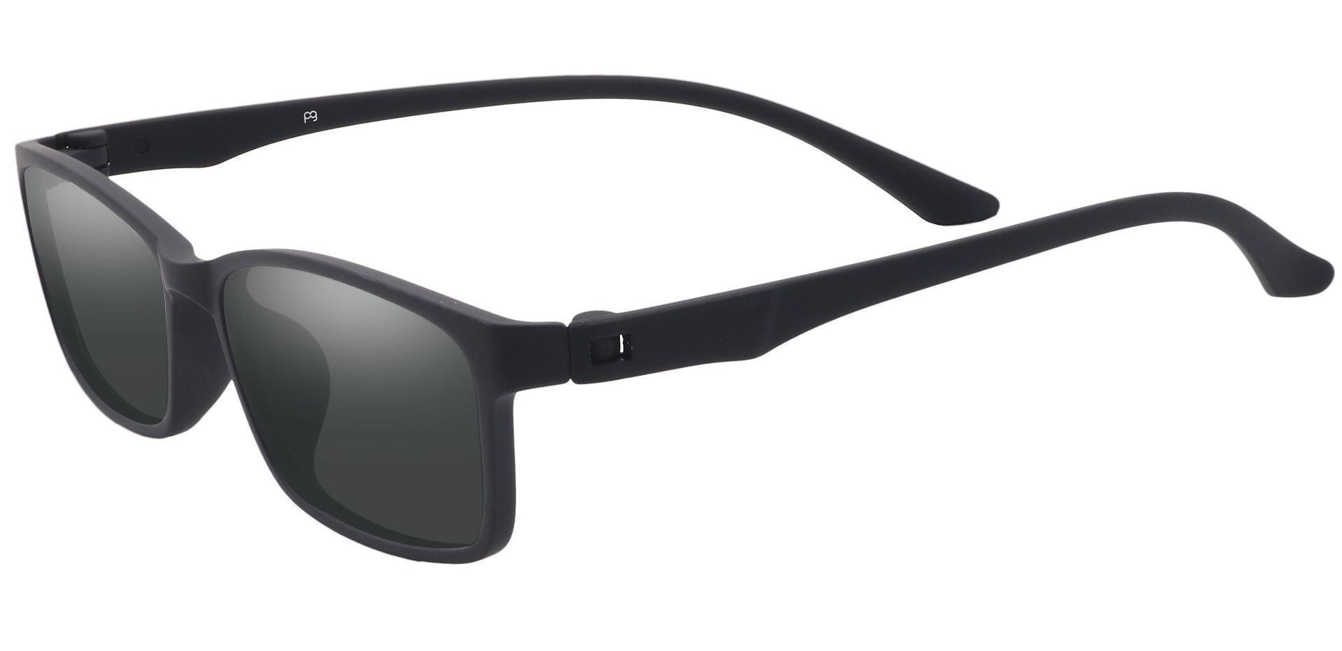 Wichita Rectangle Prescription Sunglasses -  Black Frame With Gray Lenses