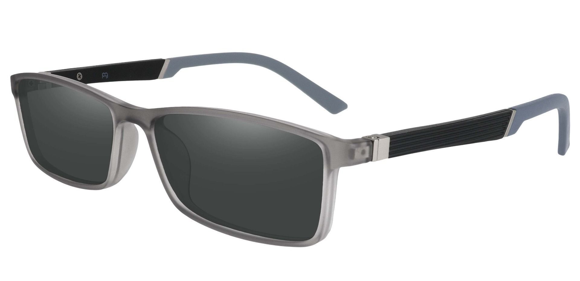Essex Rectangle Single Vision Sunglasses Gray Frame With Gray Lenses