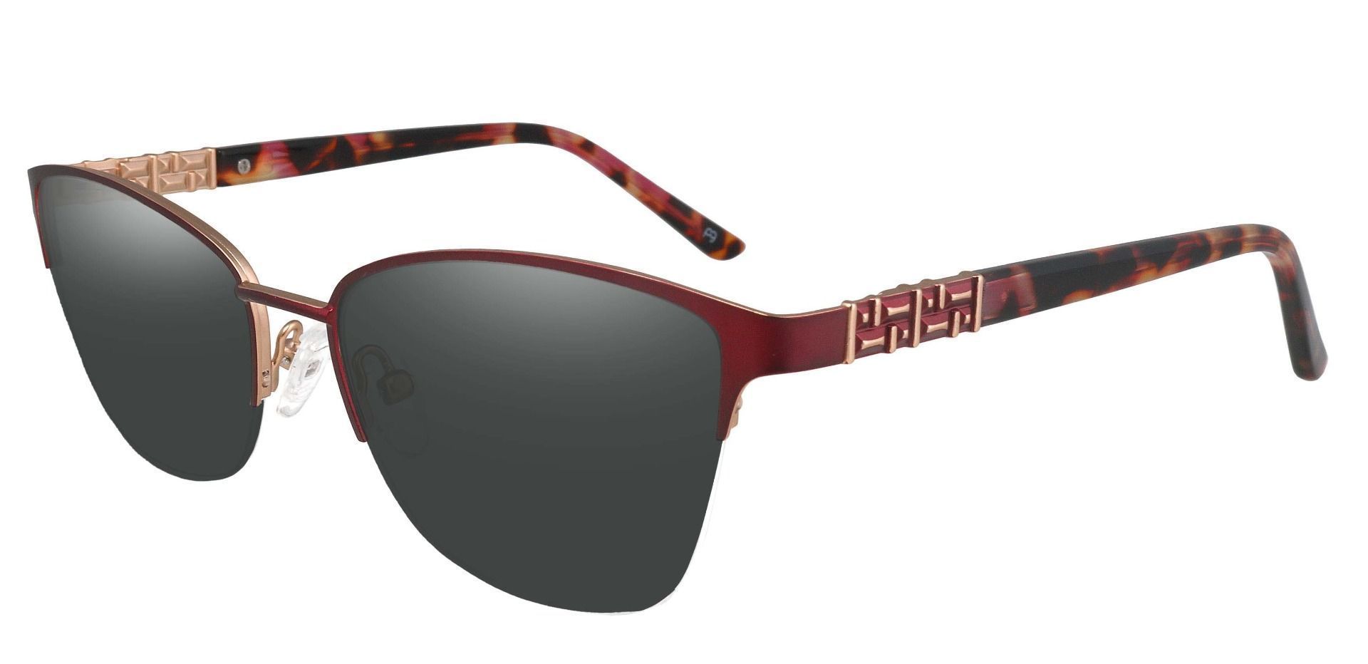 Ballad Cat Eye Prescription Sunglasses Red Frame With Gray Lenses