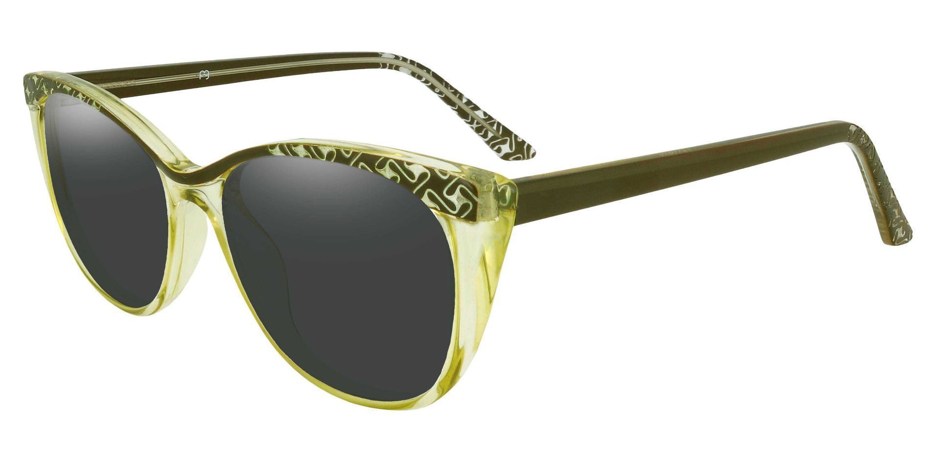 Alberta Cat Eye Prescription Sunglasses - Green Frame With Gray Lenses