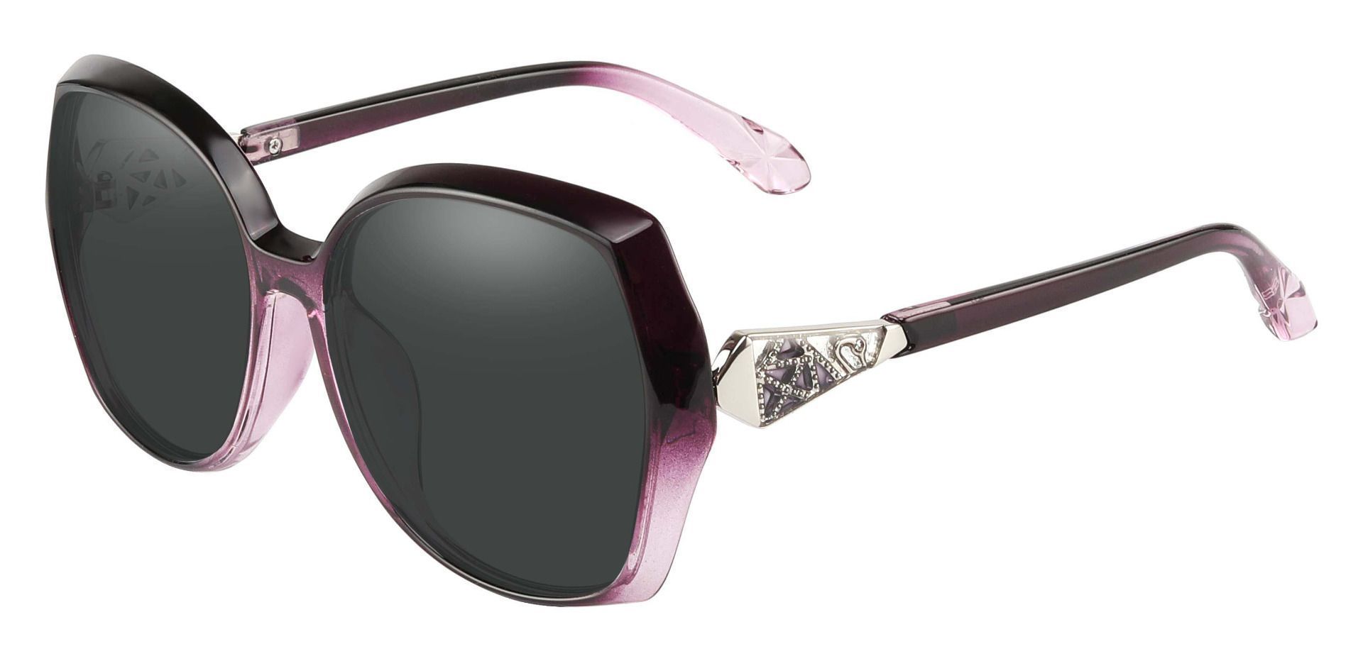 Swan Geometric Non-Rx Sunglasses - Purple Frame With Gray Lenses
