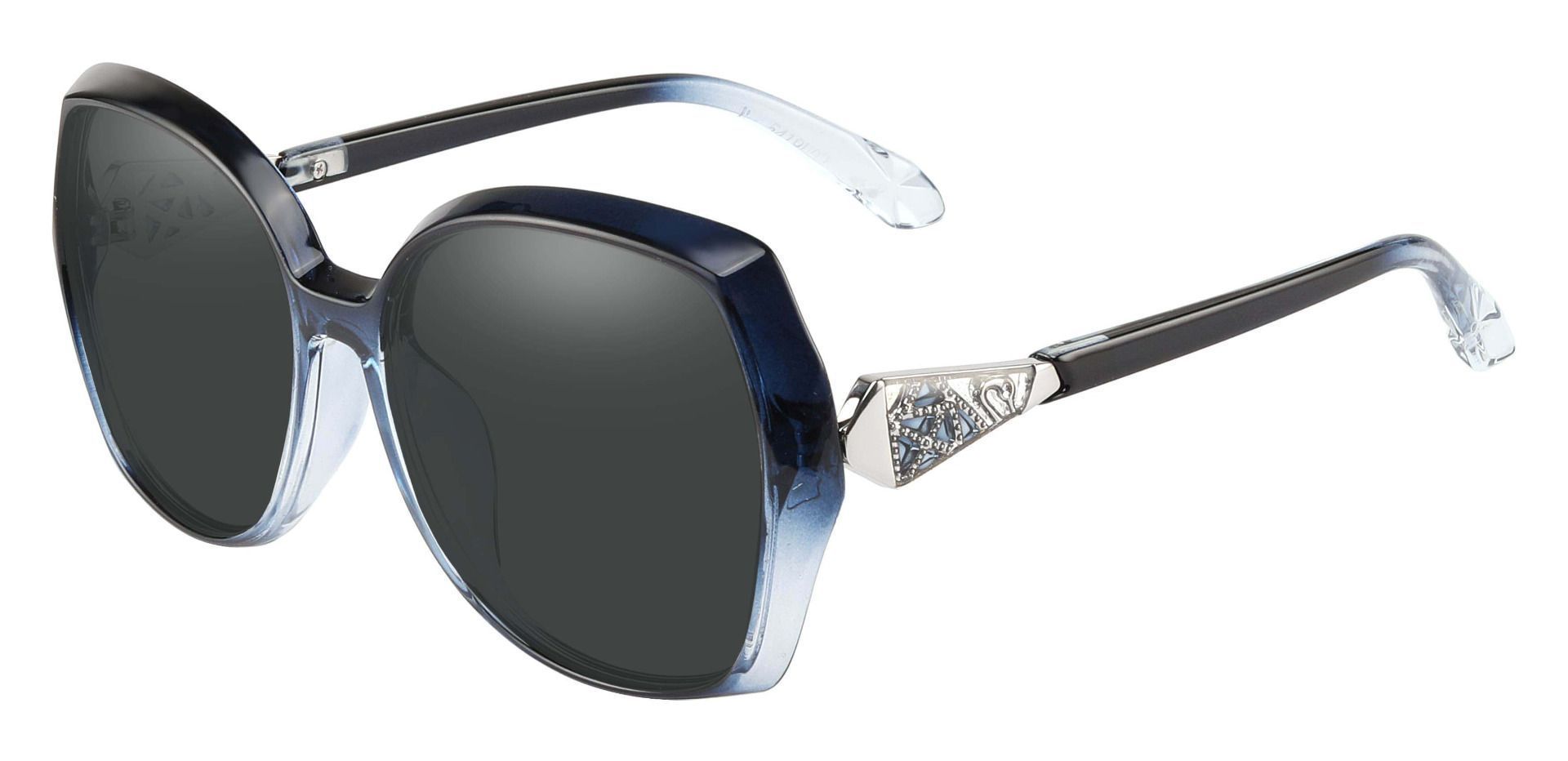 Swan Geometric Reading Sunglasses - Blue Frame With Gray Lenses