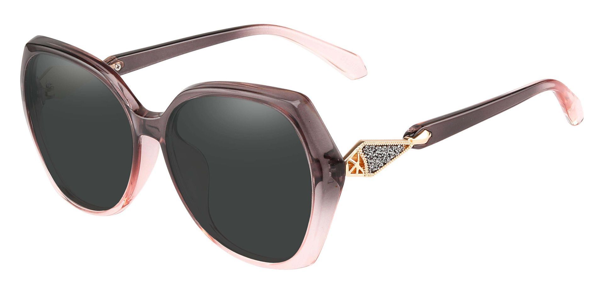 Solitaire Geometric Reading Sunglasses - Pink Frame With Gray Lenses