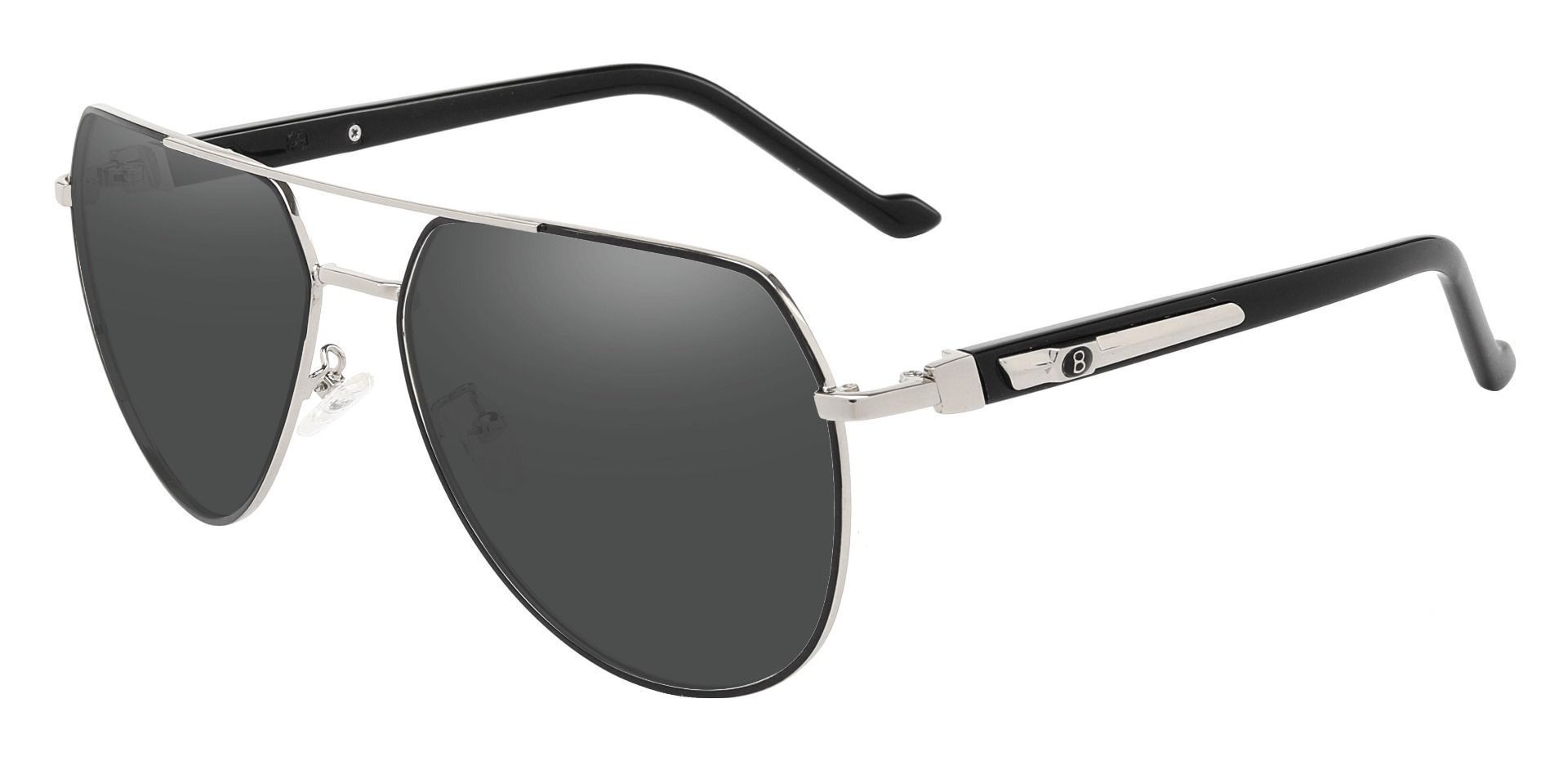 Wright Aviator Single Vision Sunglasses - Black Frame With Gray Lenses