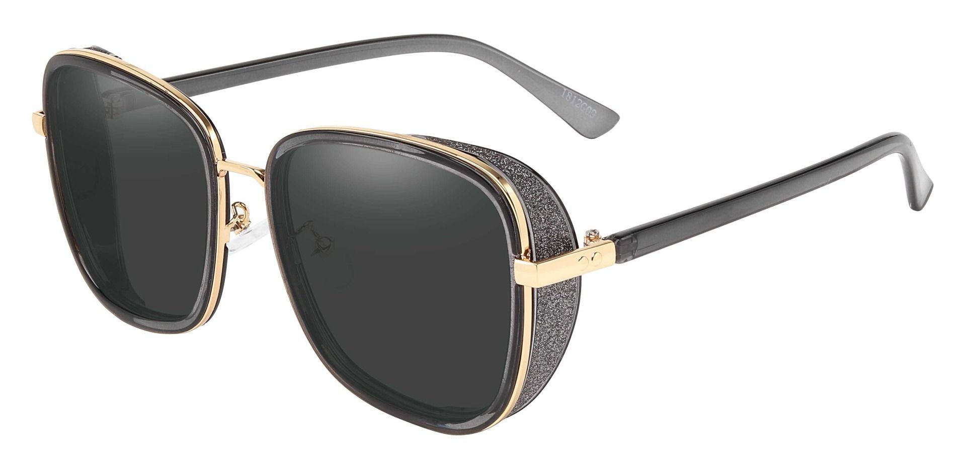 Shimmer Square Reading Sunglasses - Gray Frame With Gray Lenses