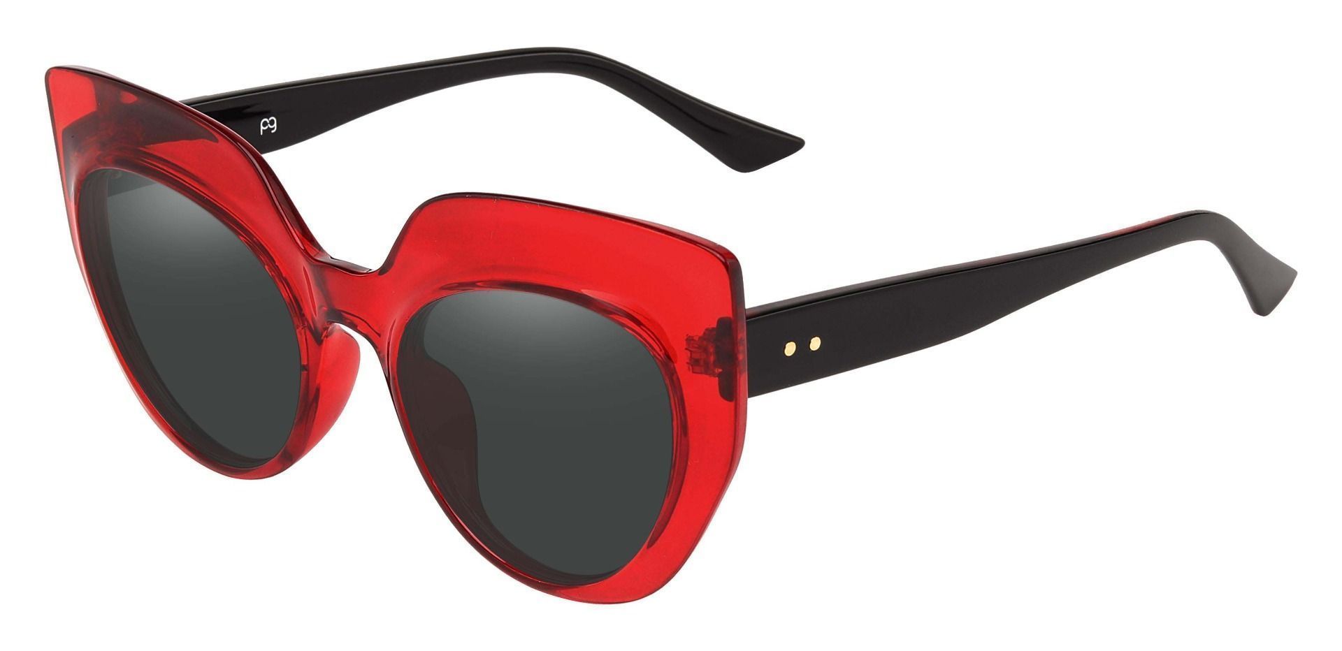 Starlight Cat Eye Single Vision Sunglasses - Red Frame With Gray Lenses ...