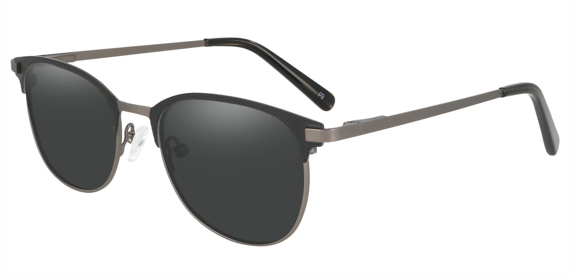 Roscoe Oval Lined Bifocal Sunglasses - Black Frame With Gray Lenses