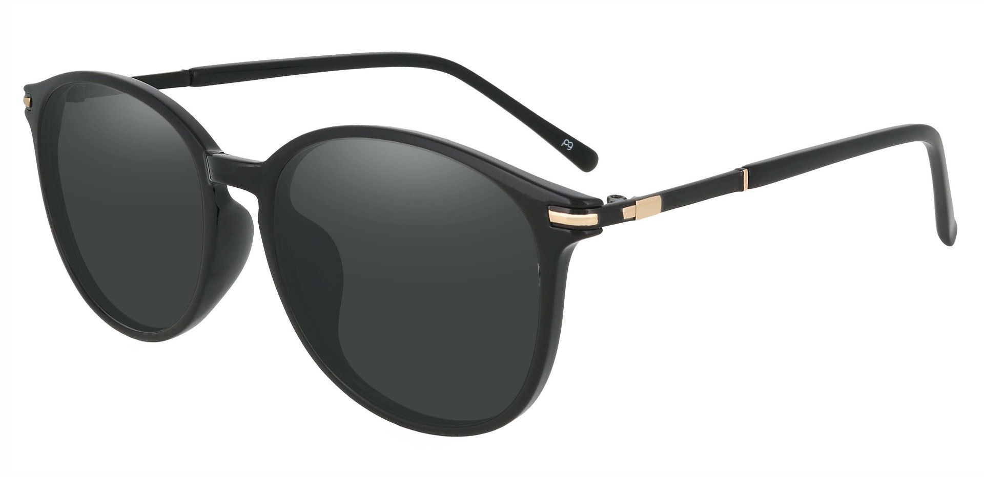 Danbury Oval Progressive Sunglasses - Black Frame With Gray Lenses