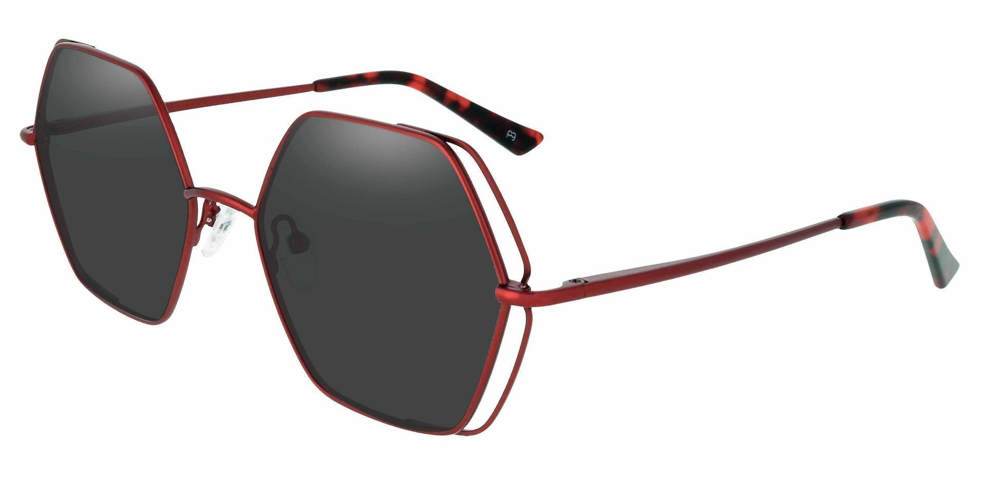 Hawley Geometric Prescription Sunglasses - Red Frame With Gray Lenses