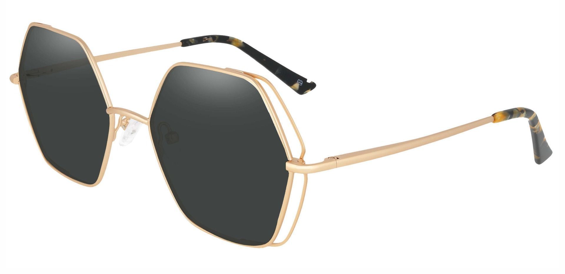 Hawley Geometric Non-Rx Sunglasses - Gold Frame With Gray Lenses