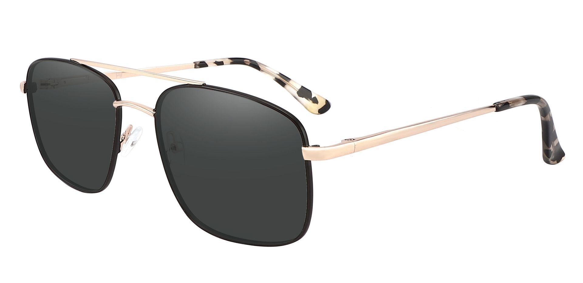 Hiram Aviator Non-Rx Sunglasses - Black Frame With Gray Lenses