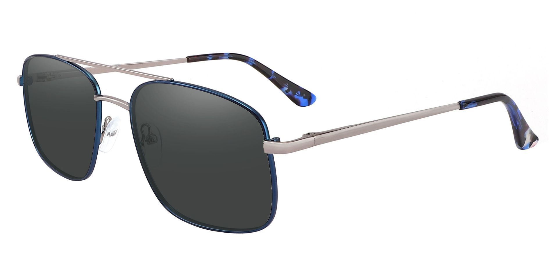Hiram Aviator Progressive Sunglasses - Blue Frame With Gray Lenses