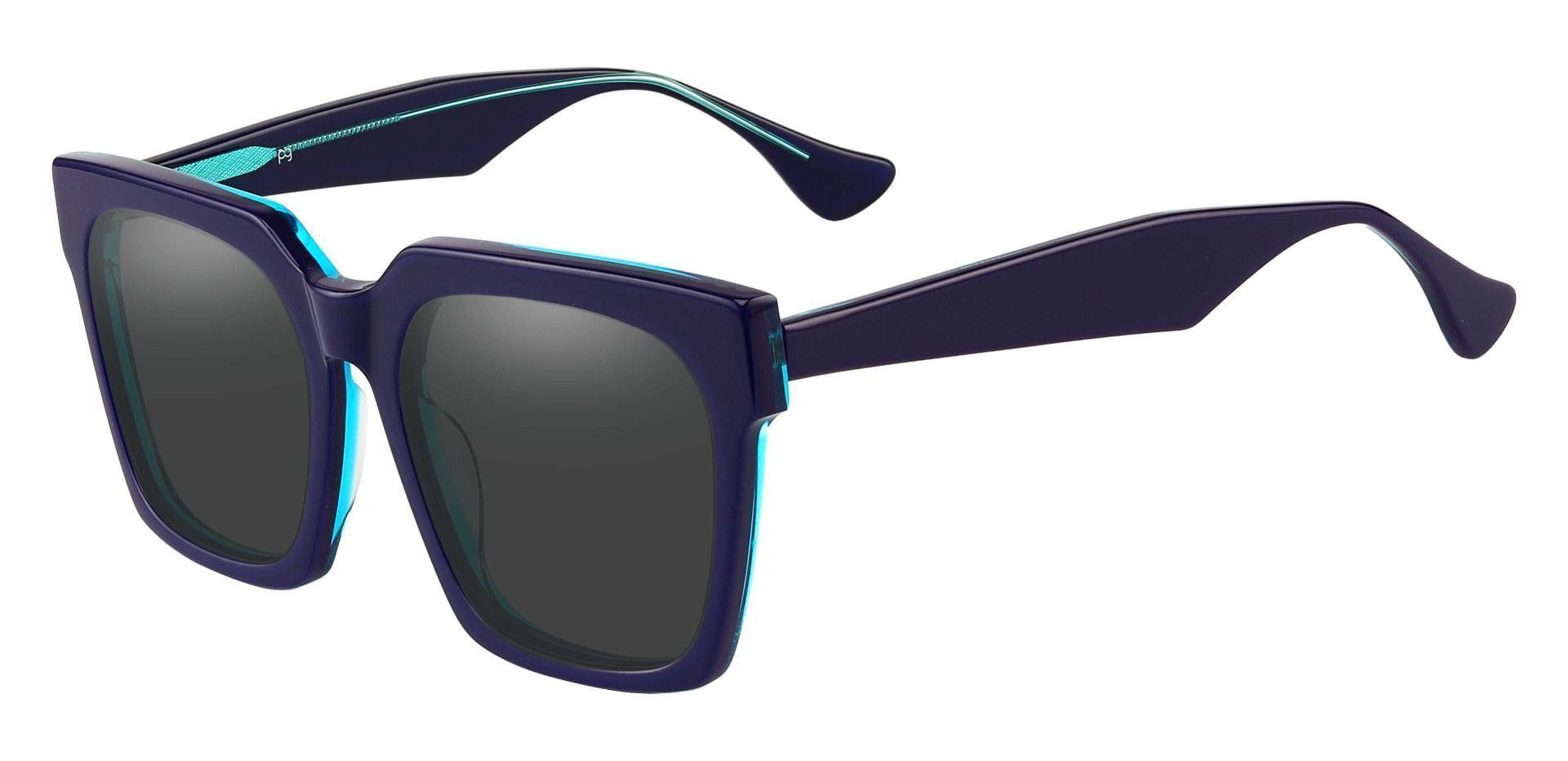 Harlan Square Prescription Sunglasses - Blue Frame With Gray Lenses