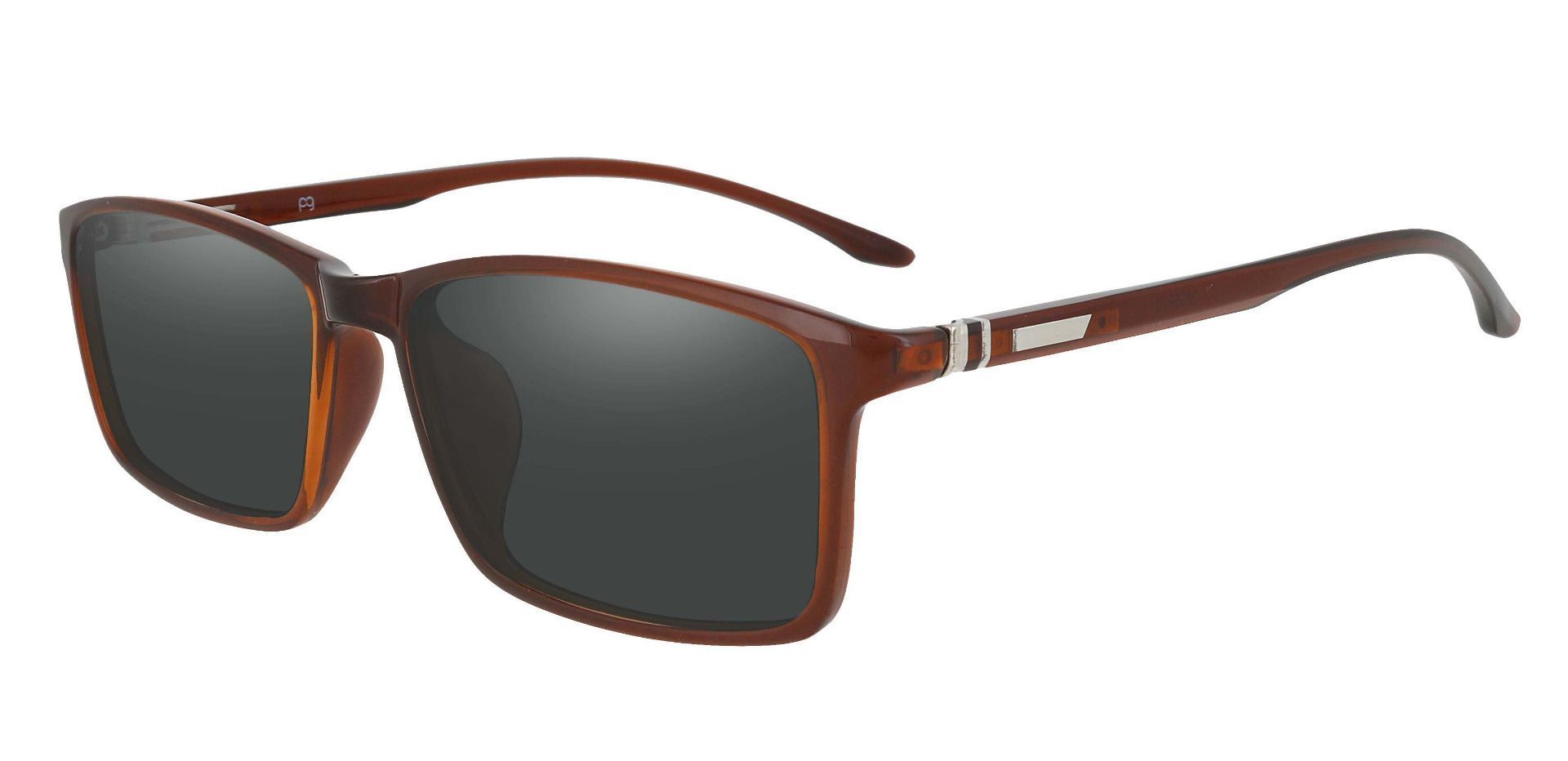 Judah Rectangle Non-Rx Sunglasses - Brown Frame With Gray Lenses