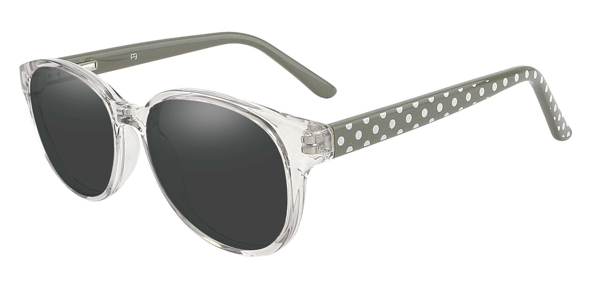 Libby Oval Non-Rx Sunglasses - Gray Frame With Gray Lenses