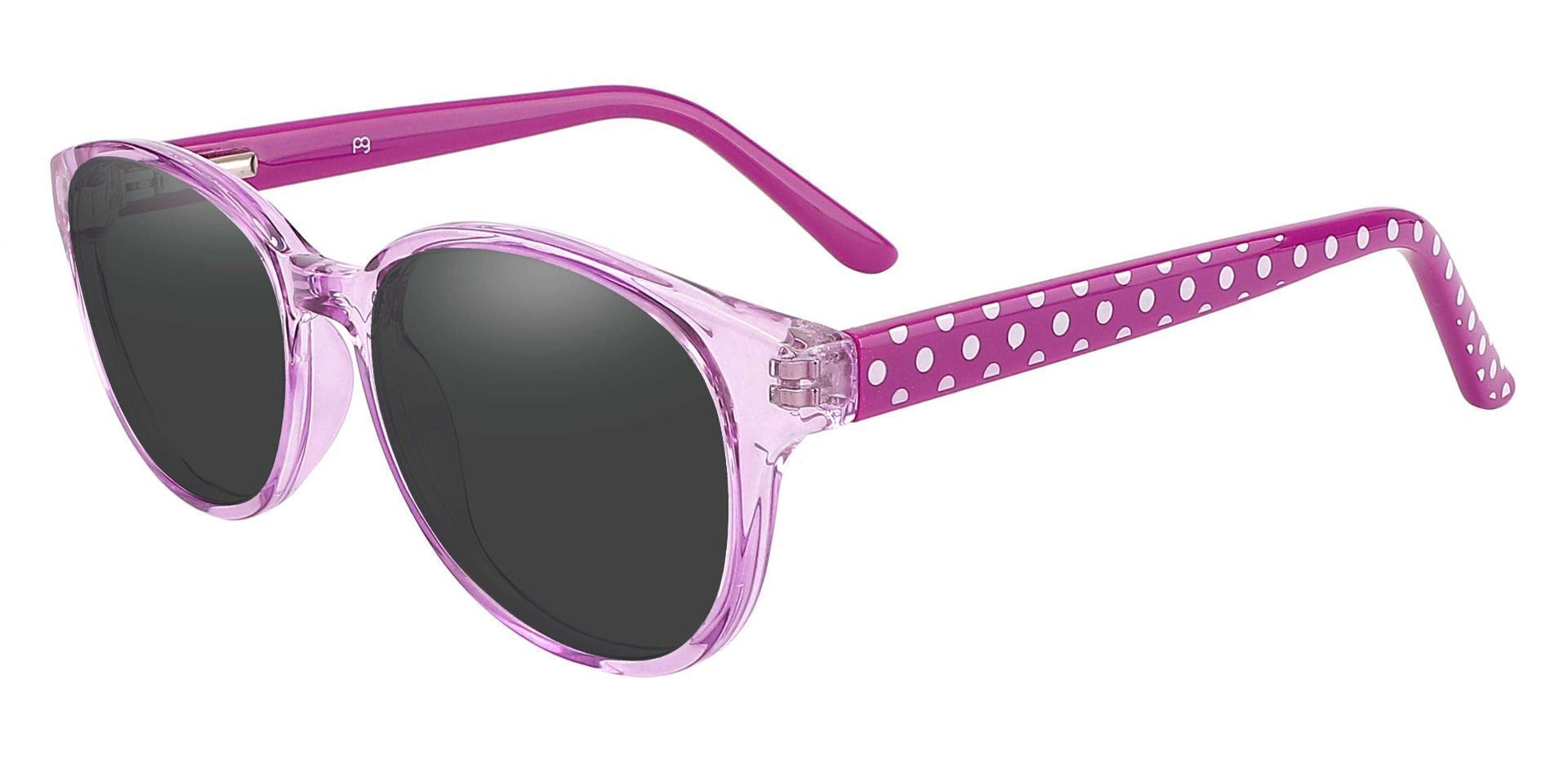 Libby Oval Non-Rx Sunglasses - Purple Frame With Gray Lenses