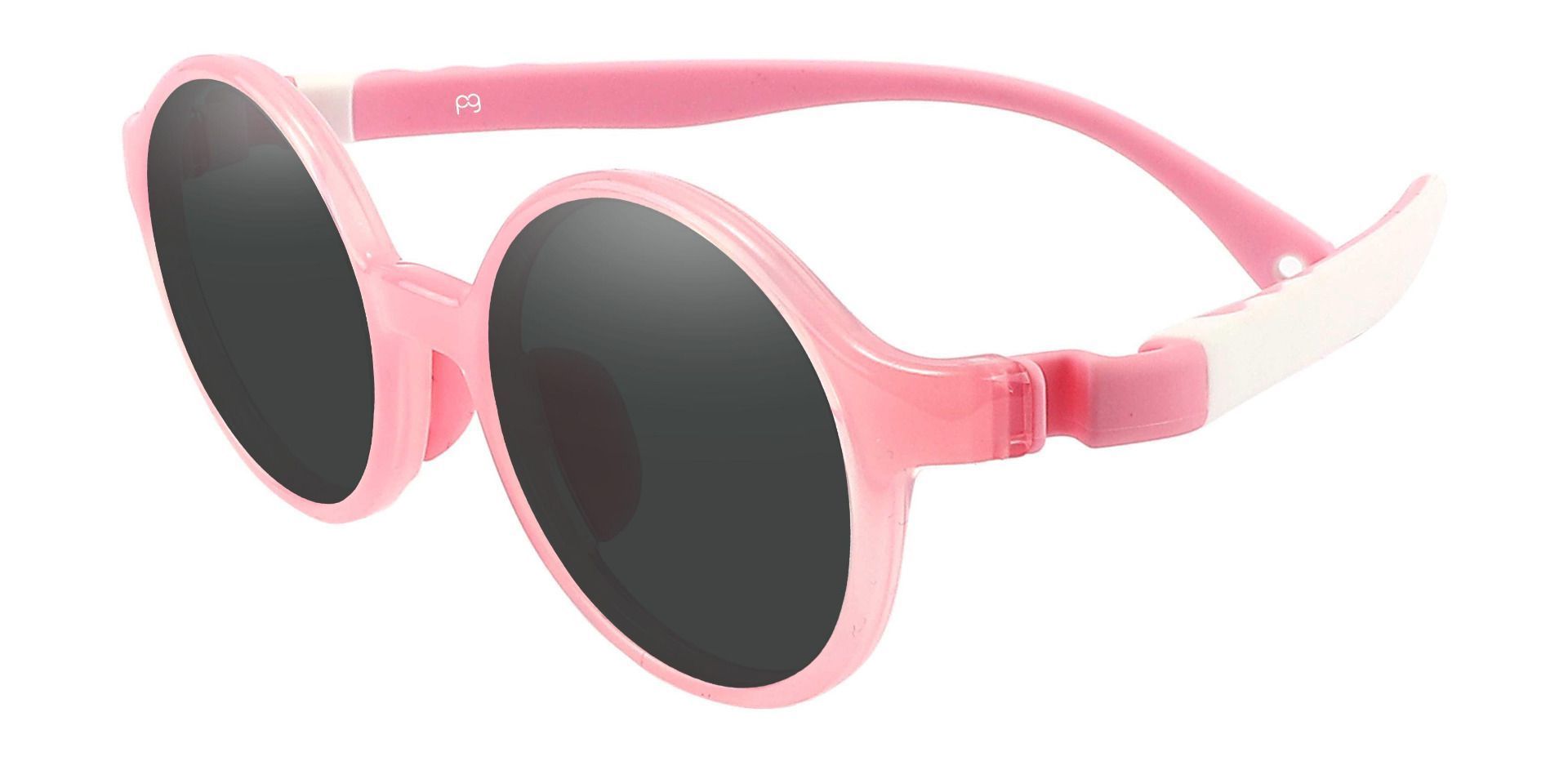 Sammy Round Prescription Sunglasses - Pink Frame With Gray Lenses