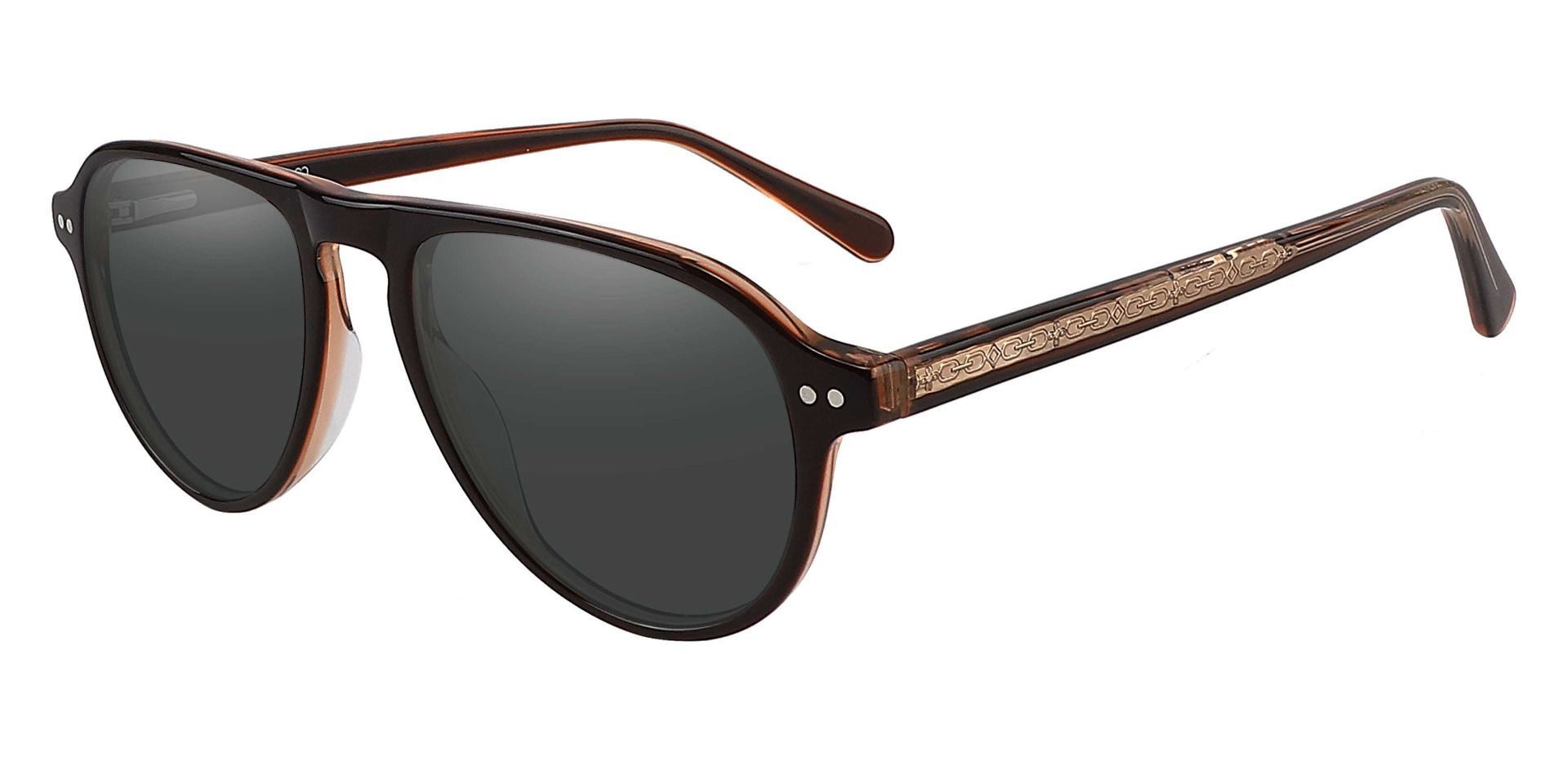 Durham Aviator Non-Rx Sunglasses - Brown Frame With Gray Lenses