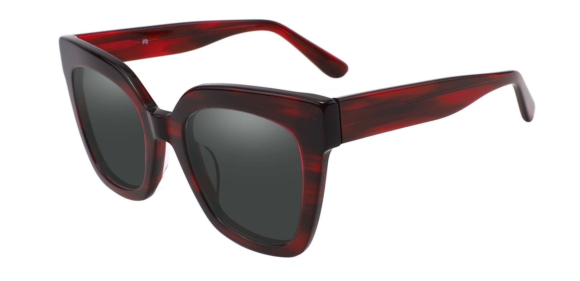 Faith Cat Eye Prescription Sunglasses - Red Frame With Gray Lenses