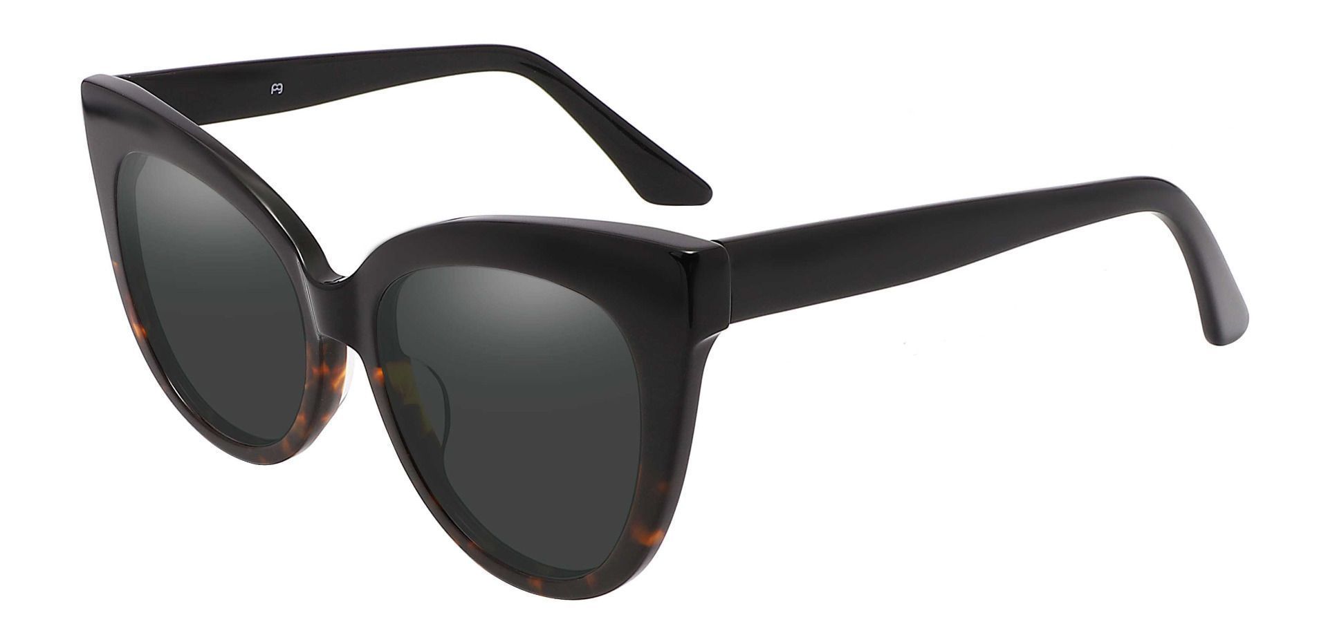 Sedalia Cat Eye Reading Sunglasses - Black Frame With Gray Lenses