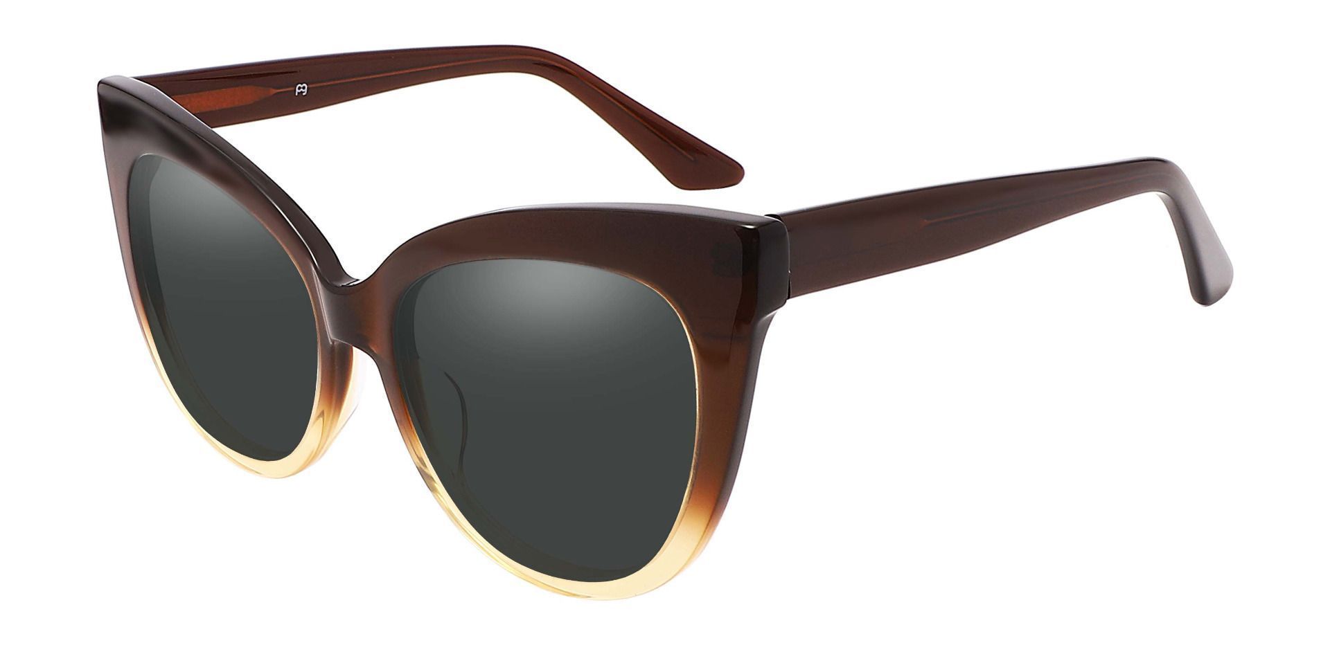Sedalia Cat Eye Progressive Sunglasses - Brown Frame With Gray Lenses