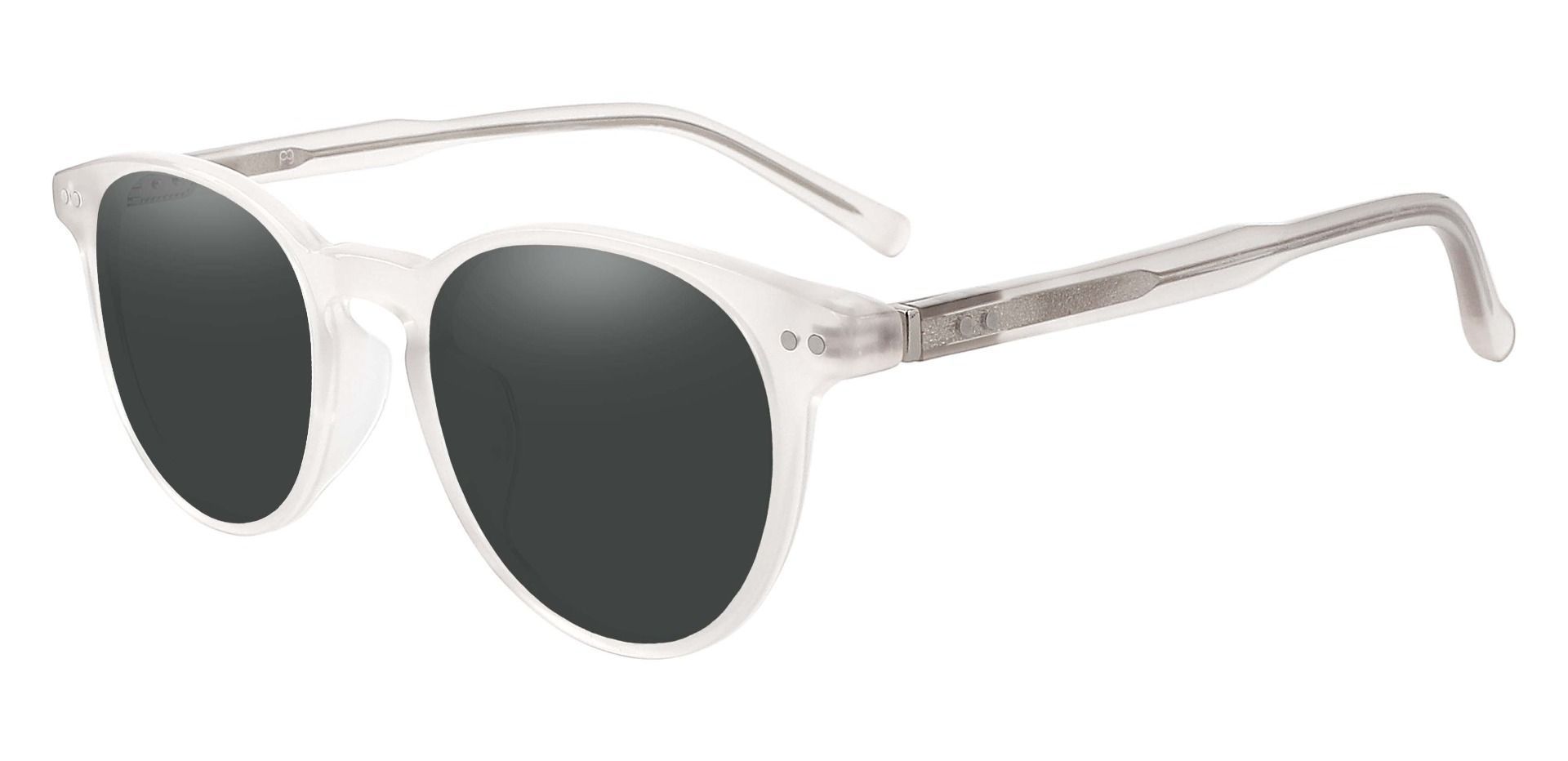 Marianna Oval Non-Rx Sunglasses - White Frame With Gray Lenses