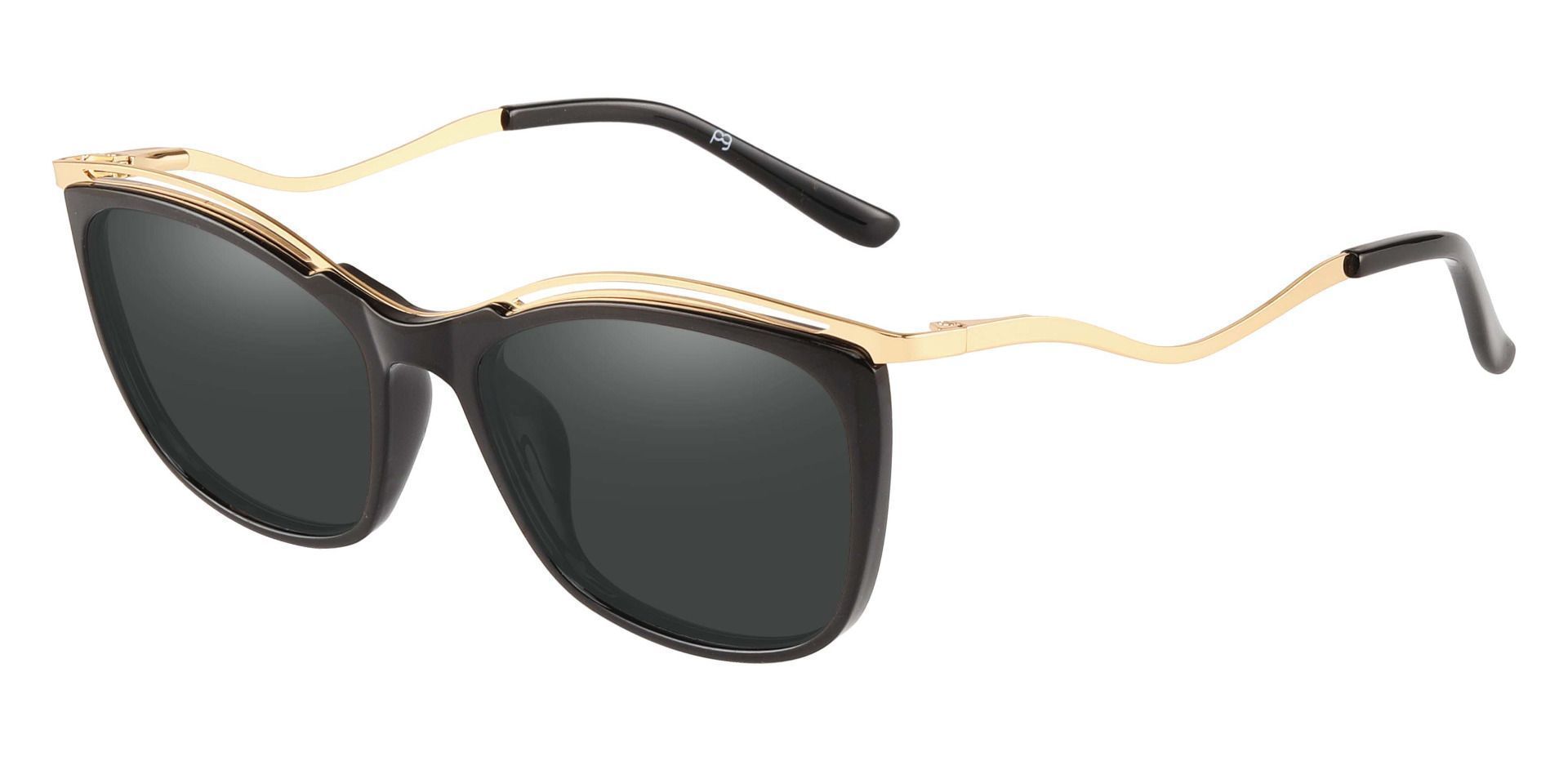 Enola Cat Eye Lined Bifocal Sunglasses - Black Frame With Gray Lenses