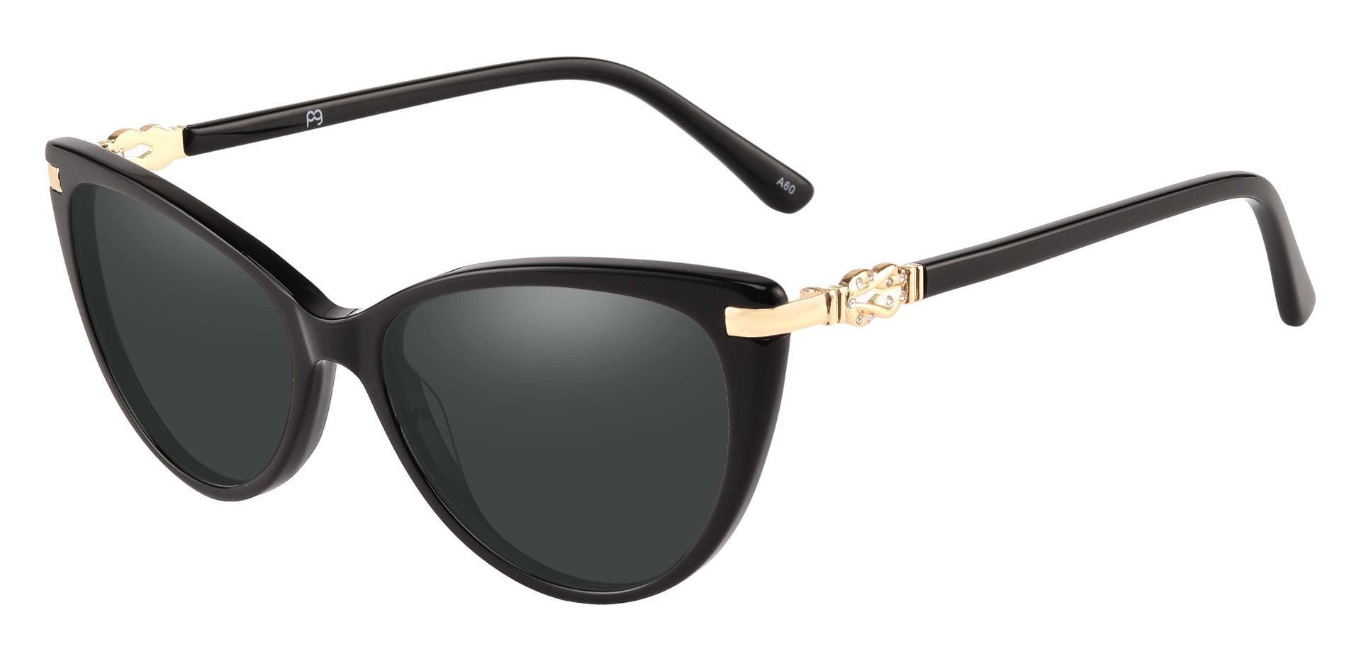 Starla Cat Eye Progressive Sunglasses - Black Frame With Gray Lenses