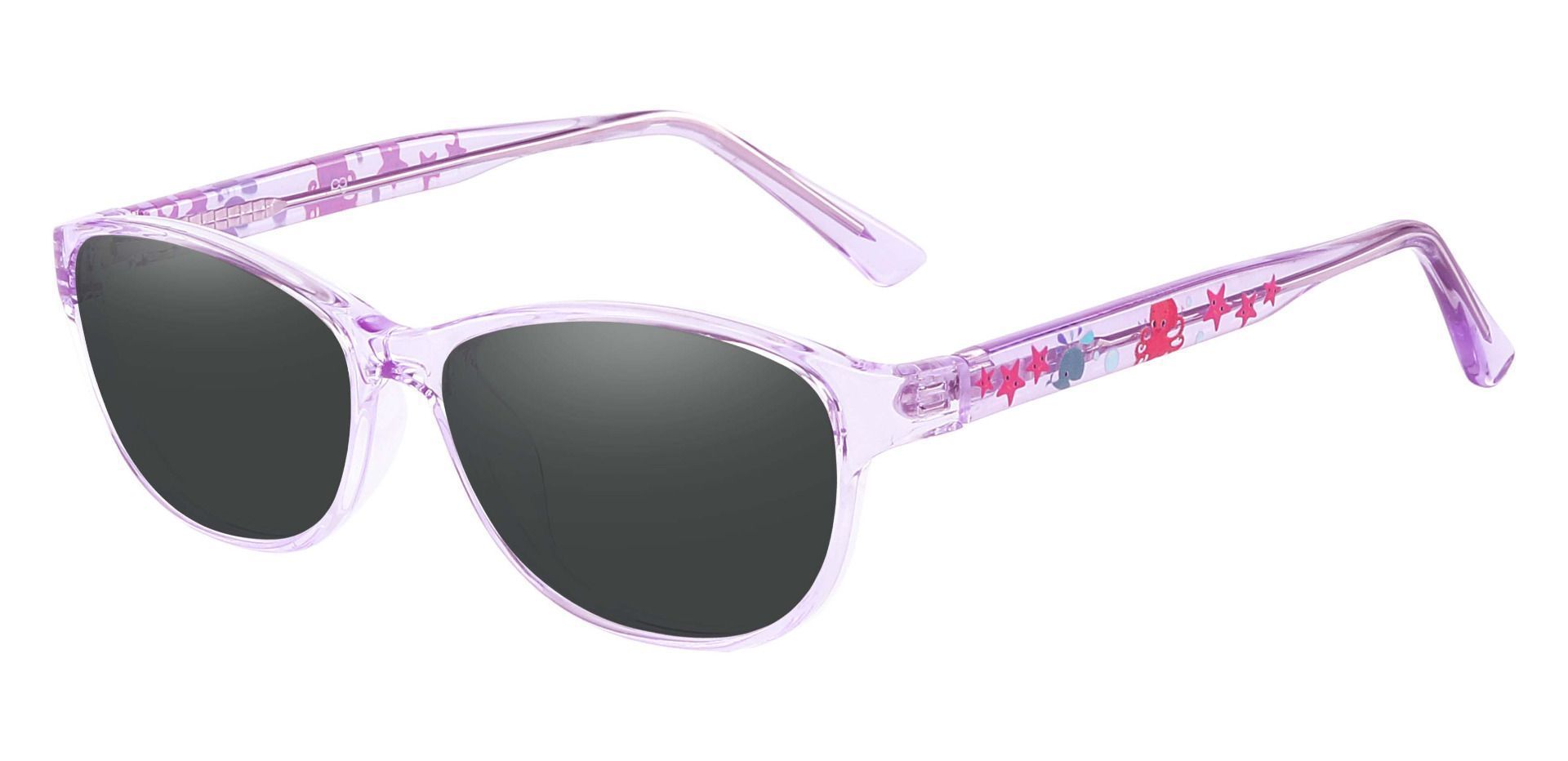 Patsy Oval Prescription Sunglasses - Purple Frame With Gray Lenses
