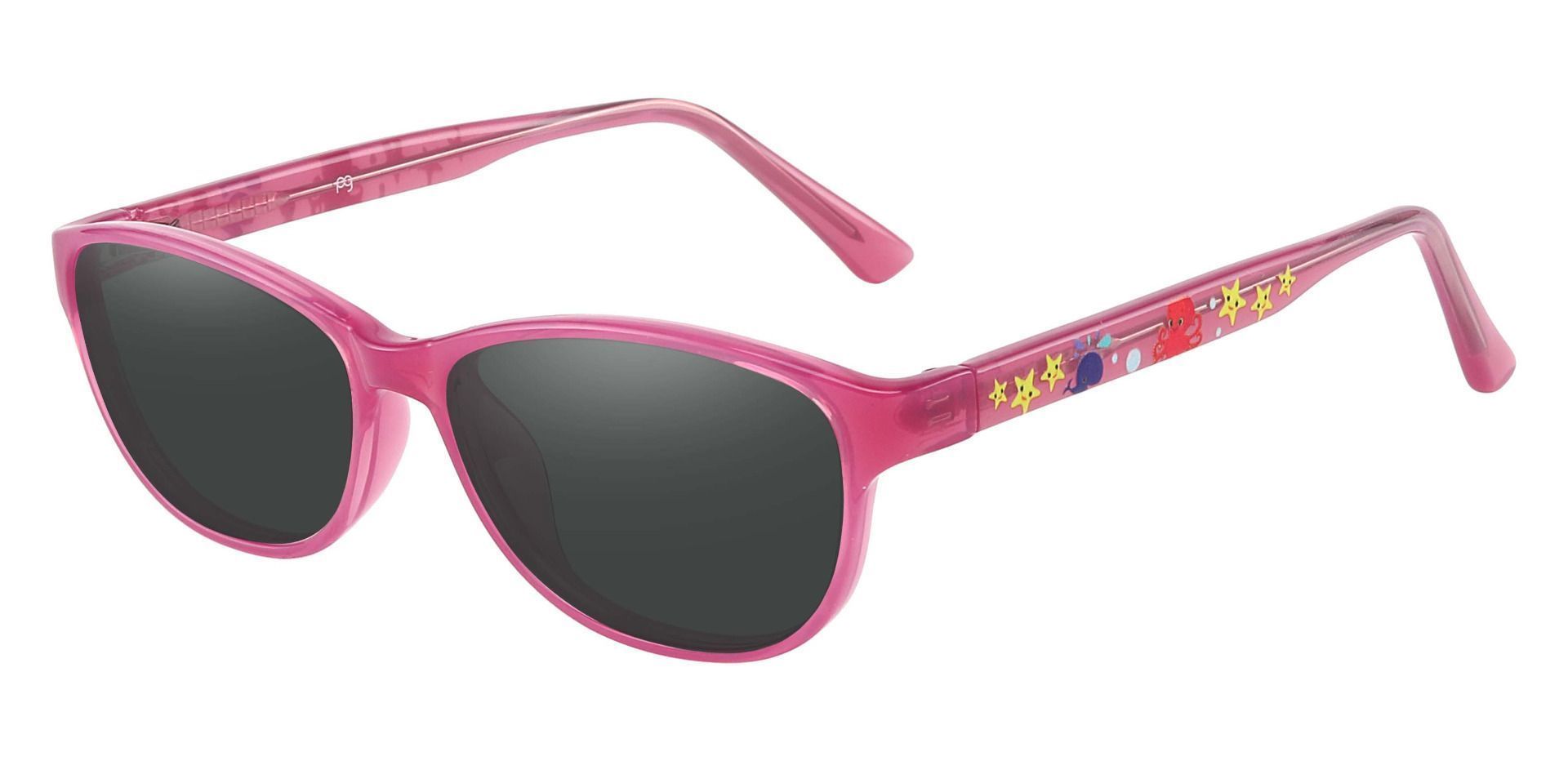 Patsy Oval Non-Rx Sunglasses - Pink Frame With Gray Lenses