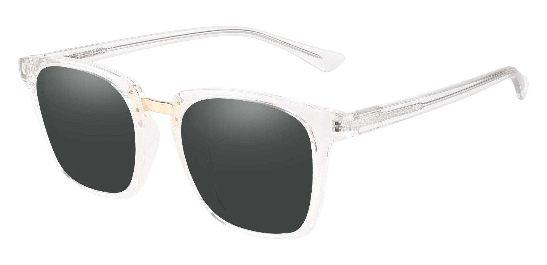 Delta Square Prescription Sunglasses - Clear Frame With Gray Lenses