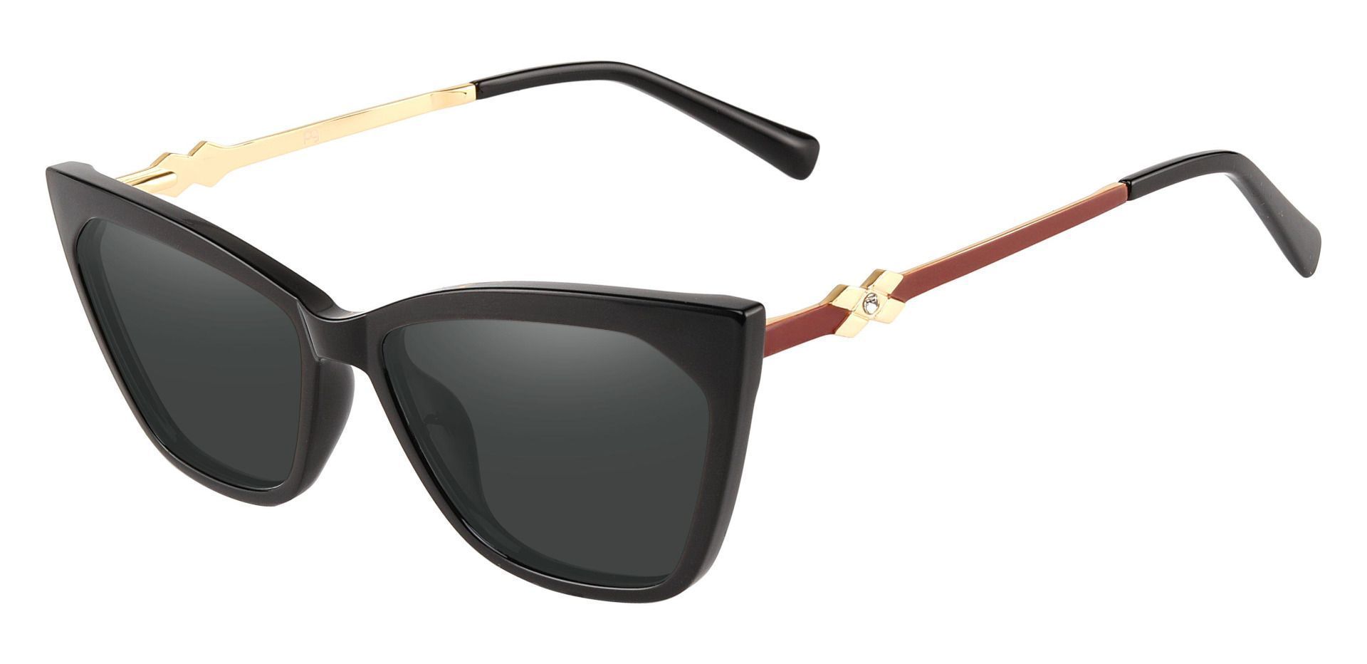 Addison Cat Eye Non-Rx Sunglasses - Black Frame With Gray Lenses