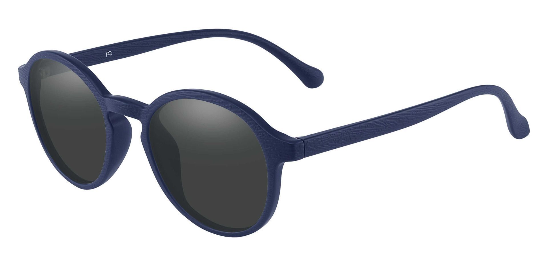 Whitney Round Reading Sunglasses - Blue Frame With Gray Lenses