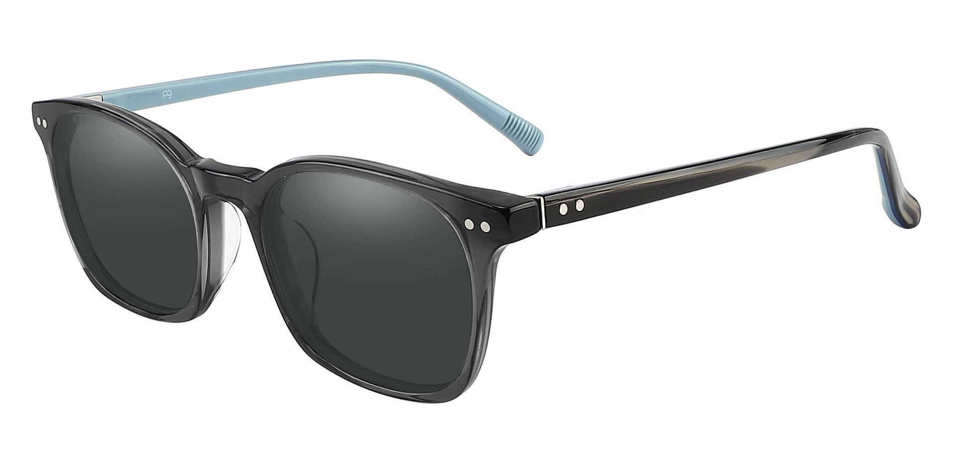 Alonzo Square Prescription Sunglasses - Gray Frame With Gray Lenses
