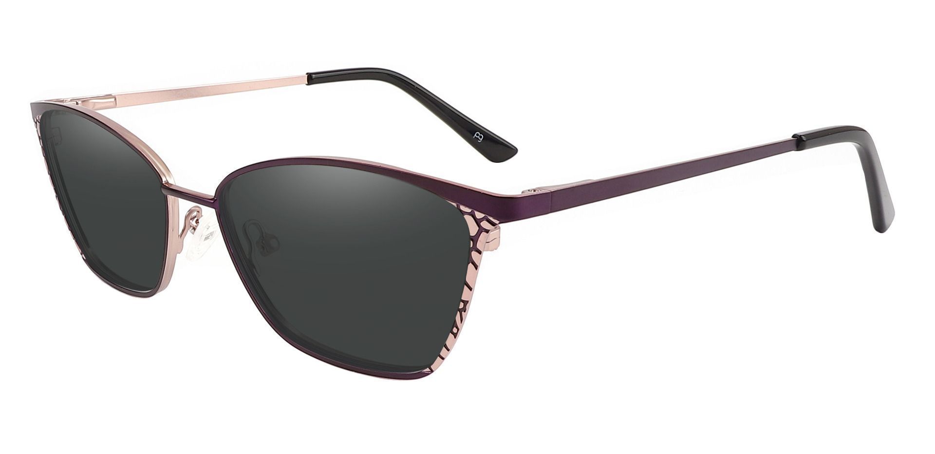 Solange Cat Eye Reading Sunglasses - Purple Frame With Gray Lenses