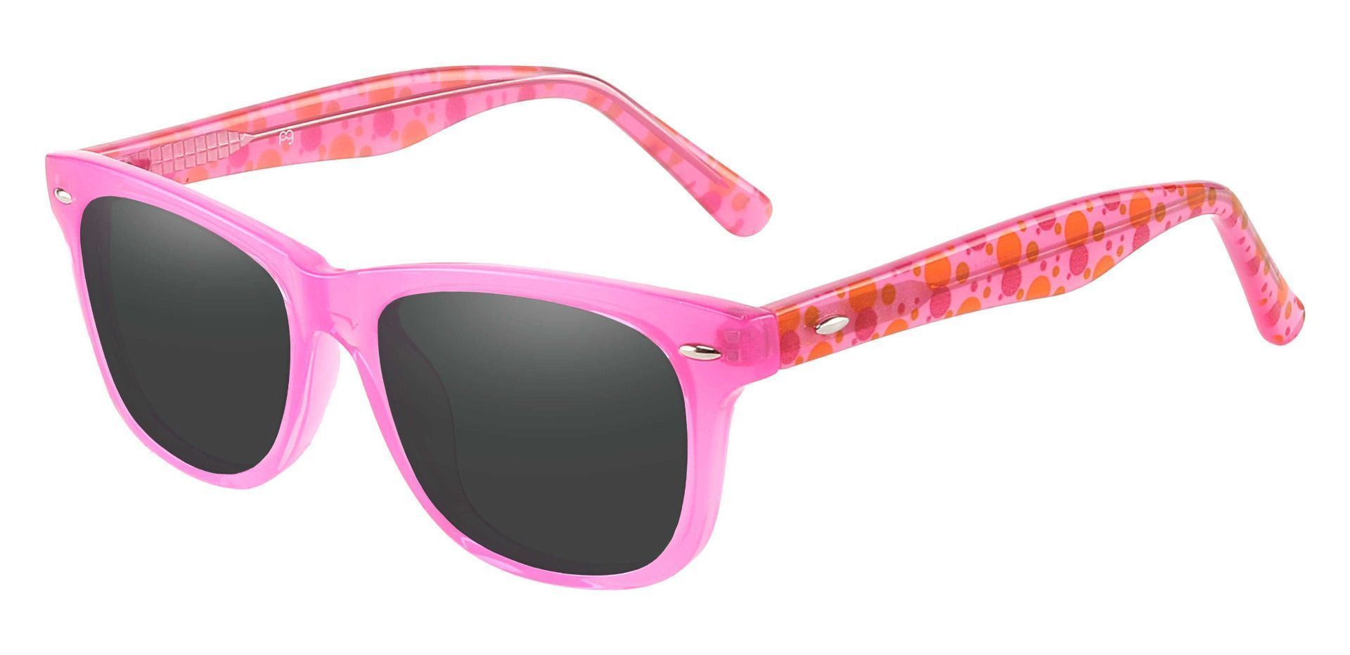 Eureka Square Prescription Sunglasses - Pink Frame With Gray Lenses