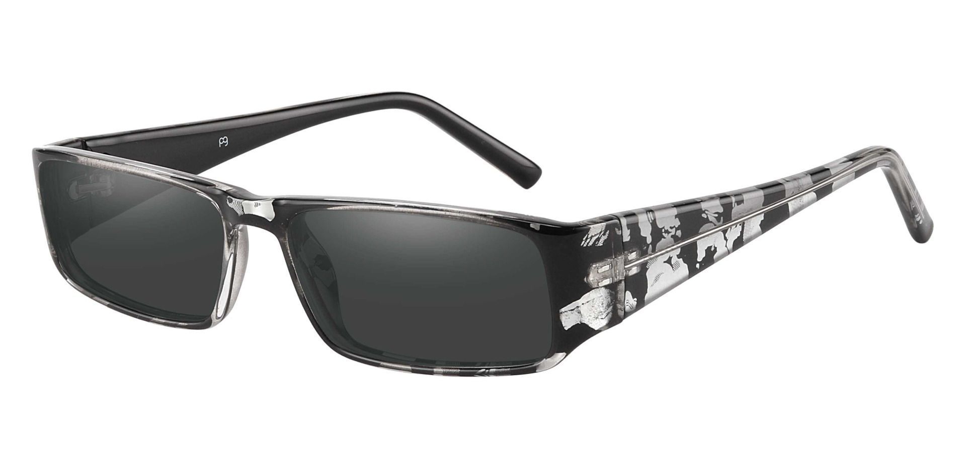 Elbert Rectangle Non-Rx Sunglasses - Black Frame With Gray Lenses