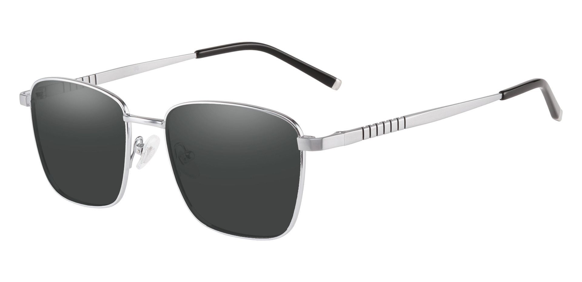 May Square Progressive Sunglasses - Silver Frame With Gray Lenses