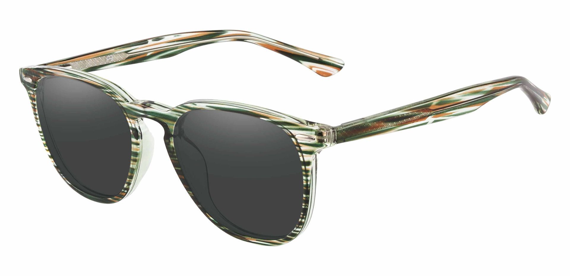Sycamore Oval Non-Rx Sunglasses - Green Frame With Gray Lenses