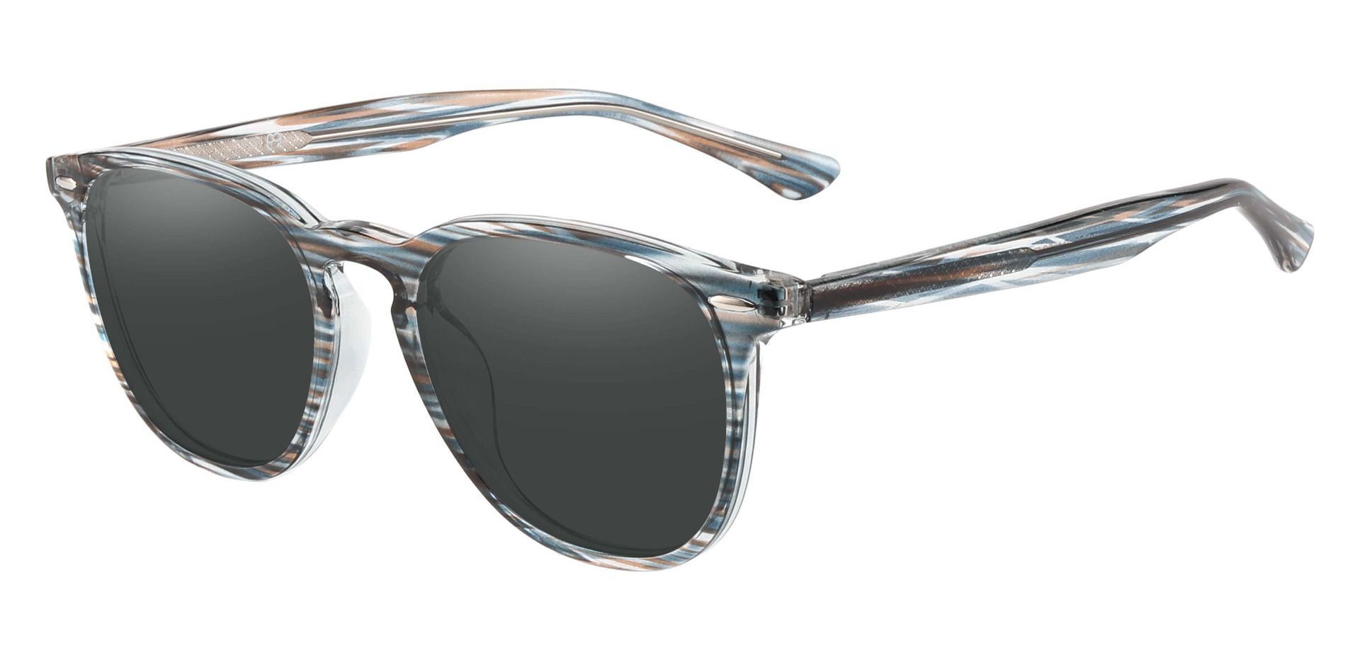 Sycamore Oval Progressive Sunglasses - Blue Frame With Gray Lenses