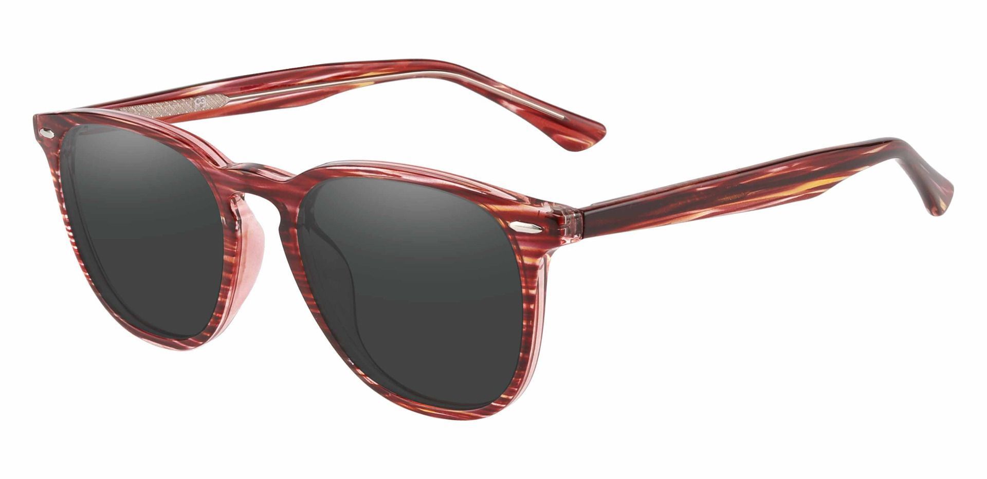 Sycamore Oval Lined Bifocal Sunglasses - Red Frame With Gray Lenses