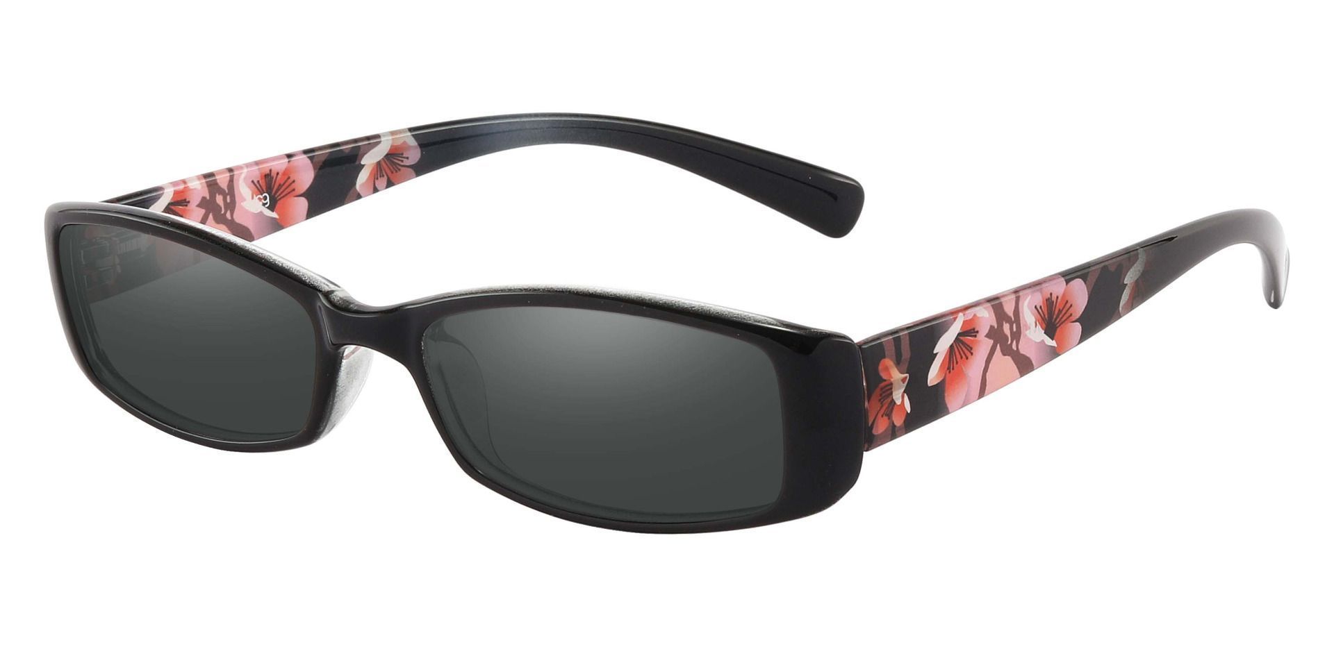 Medora Rectangle Reading Sunglasses - Black Frame With Gray Lenses