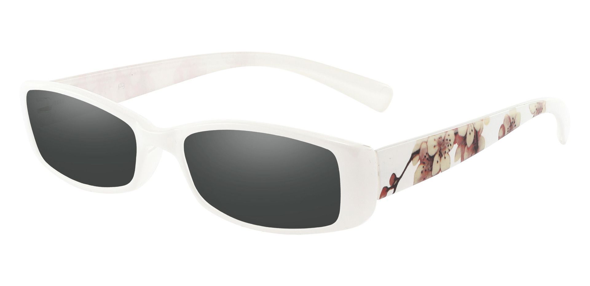 Medora Rectangle Reading Sunglasses - White Frame With Gray Lenses