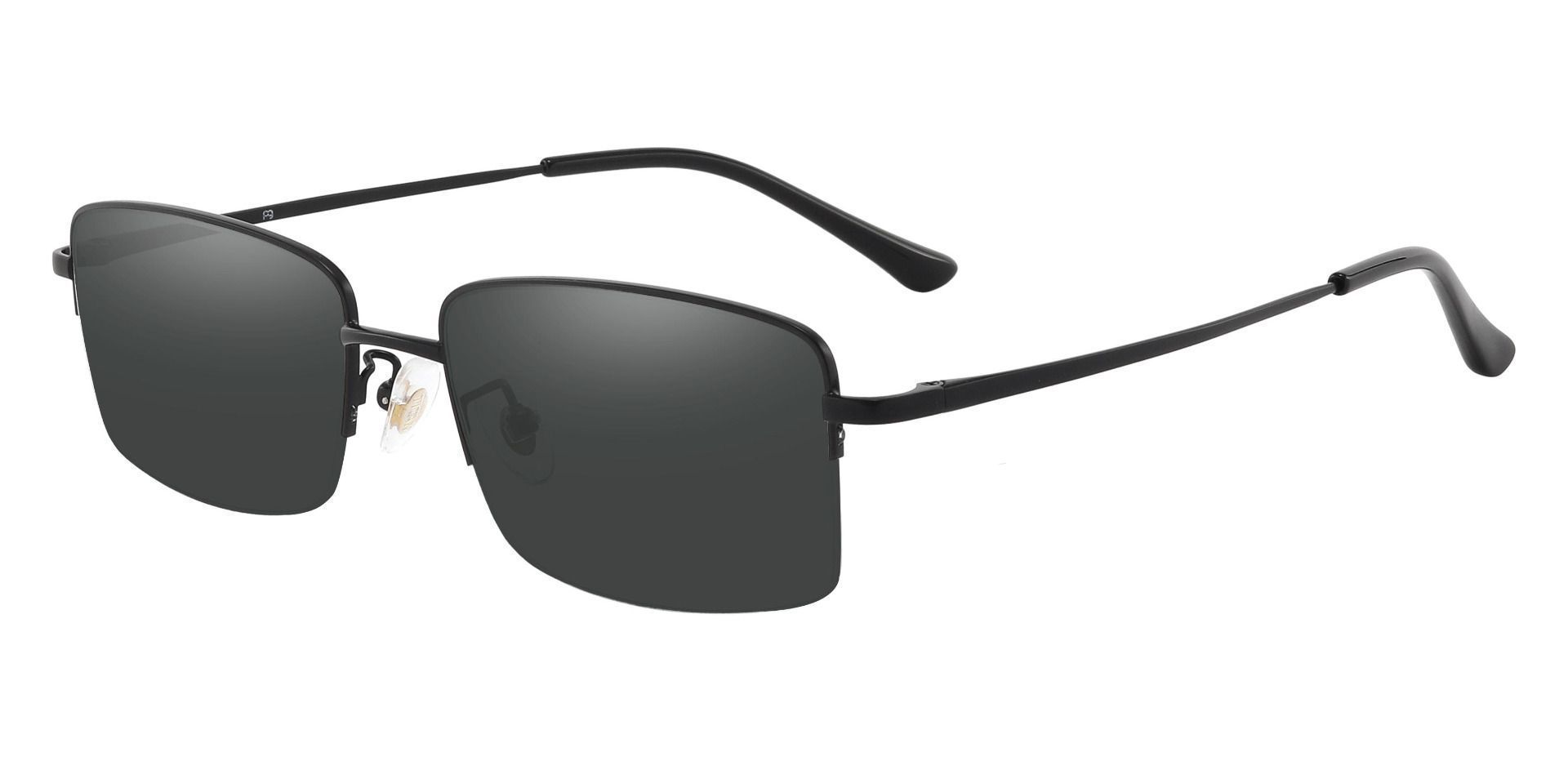 Bellmont Rectangle Prescription Sunglasses - Black Frame With Gray Lenses
