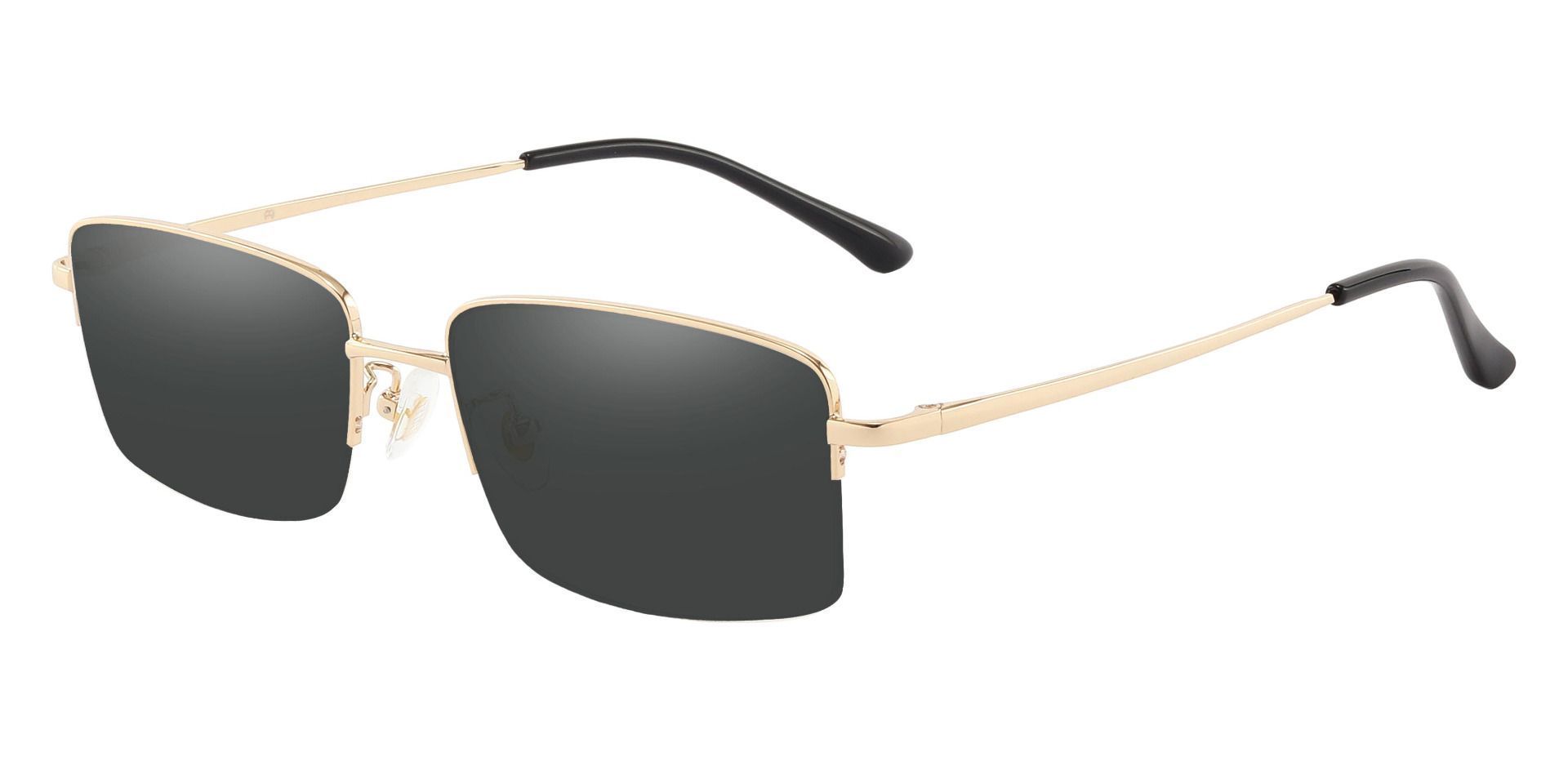 Bellmont Rectangle Progressive Sunglasses - Gold Frame With Gray Lenses