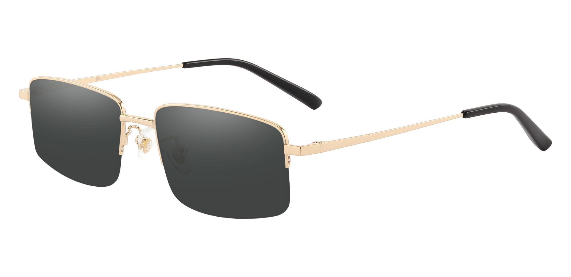 Wayne Rectangle Lined Bifocal Sunglasses - Gold Frame With Gray Lenses